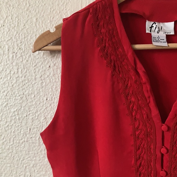 Vintage 90โs Silk Sleeveless Blouse Red Large - Picture 6 of 10